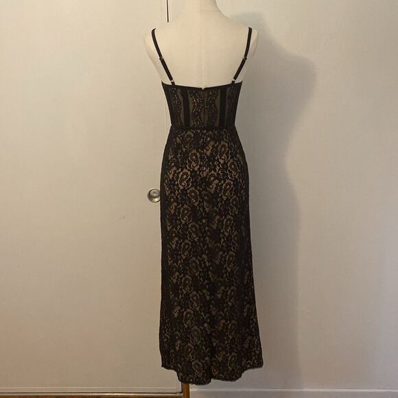Urban Outfitters Black & Tan Angelica Corset Midi Dress Size Small - Picture 9 of 16